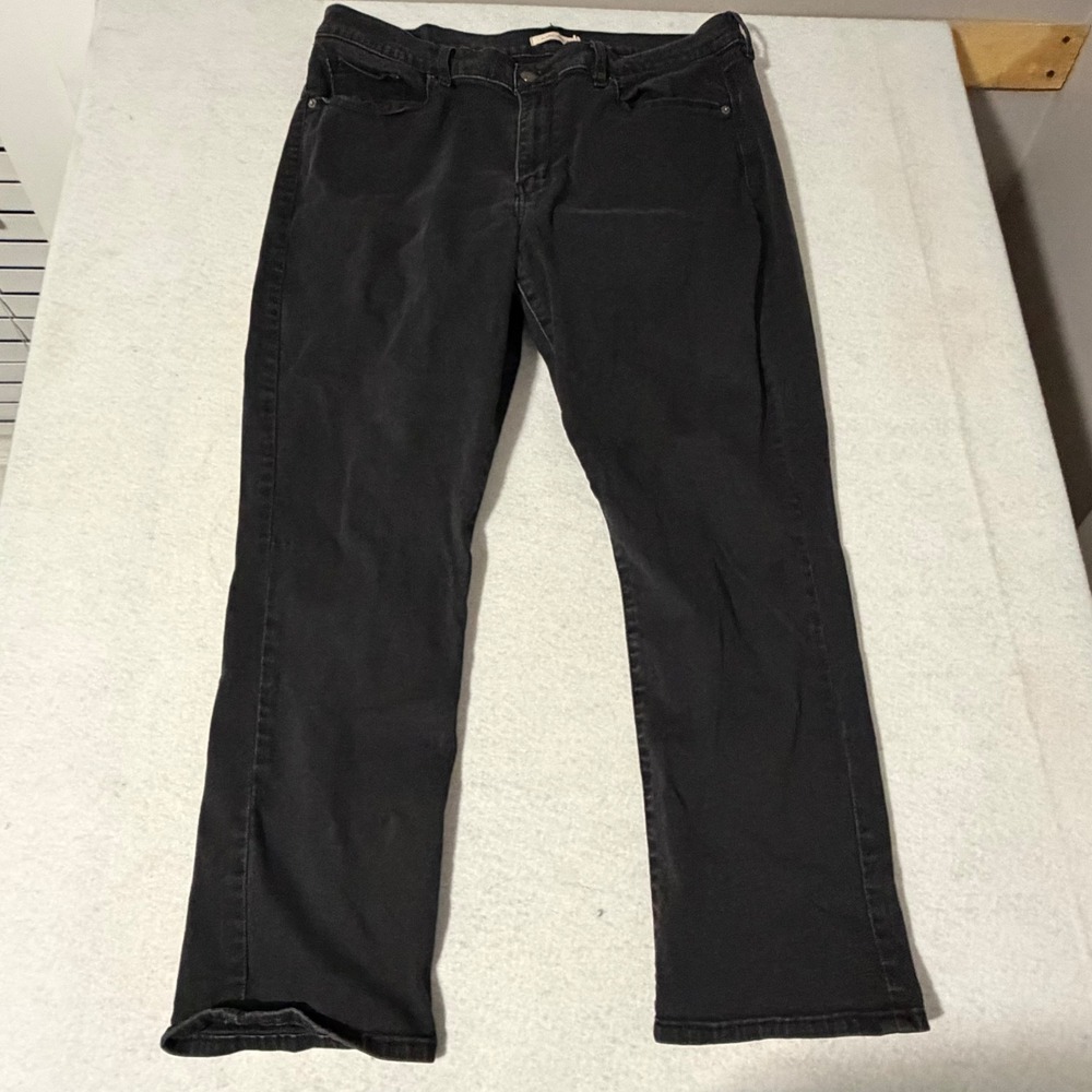 Levi Strauss Classic Straight Leg Jeans Womens 18 Black Stretch Denim WaterLess